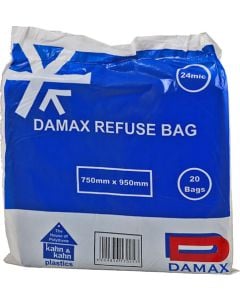 Damax 24 Micron Black Refuse Bags - 20 Pack RB/24