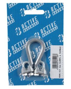 Active Hardware Rope Clamp and Thimble 3mm - 2 Pack