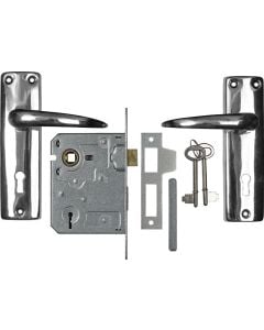 ChamberValue Chrome Plated Keyhole Naples Lever Handle On Backplate 2 Lever Lockset
