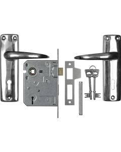 ChamberValue Chrome Plated Keyhole Naples Lever Handle On Backplate 4 Lever Lockset