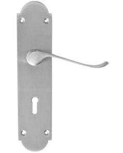 ChamberValue Satin Chrome Keyhole Delray Lever Handle On Backplate 
