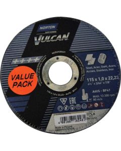 Norton Vulcan Steel Inox Cutting Discs 115 x 1.0m - 5 Pack 66252845021