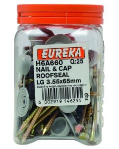 Eureka Light Grey Roofseal Nails & Caps 3.55 x 65mm - 25 Pack H6A660