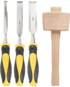 Tork Craft 3 Piece Wood Chisel Set With Wooden Mallet CH30001