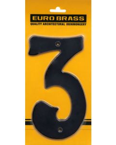 Euro Brass Black Plastic Numeral No.3 UNBP3