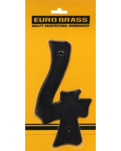 Euro Brass Black Plastic Numeral No.4 UNBP4