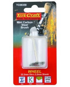 Tork Craft Mini Carbon Steel Brush Wheel 19.1 x 3.2mm Shank TC08358