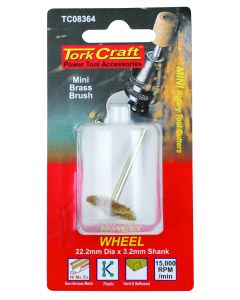 Tork Craft Mini Brass Brush 19.1mm Wheel 3.2mm Shank TC08364