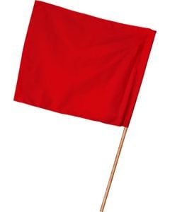 Red Cotton Traffic Flag With Pole 1m 804C