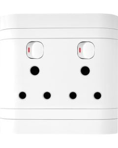 Lesco White Double RSA Wall Socket 4x4 L44DSW-CL
