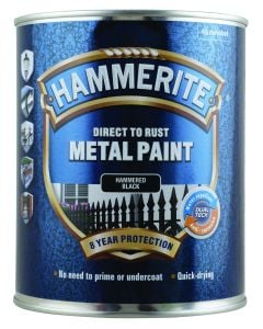 Hammerite Direct To Rust Metal Paint Hammered Black 1L 5147473