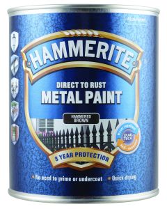Hammerite Direct To Rust Metal Paint Hammered Brown 1L 5147517