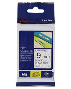 Brother Black on Clear Laminated Labeling Tape 9mm x 8m LAB085