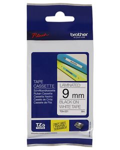 Brother Black on White Laminated Labeling Tape 9mm x 8m LAB061