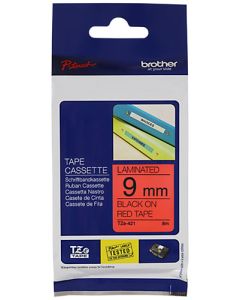 Brother Black on Red Laminated Labeling Tape 9mm x 8m LAB195