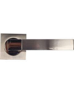 DCLSA Two-Tone Nickel Keyhole Fuego Lever Handle On Rose With Escutcheons DHW0180
