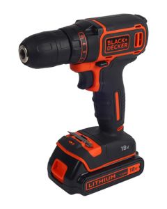 Black+Decker 18V Lithium-Ion Cordless Drill Driver With Battery & Charger BDCDC18-QW