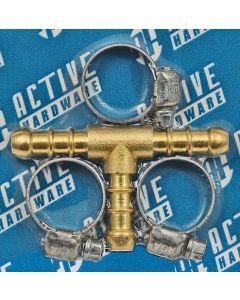 Active Hardware Brass T-Piece Gas Connector With Clamps 