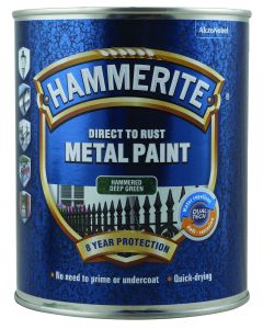 Hammerite Direct To Rust Metal Paint Hammered Deep Green 1L 5147513