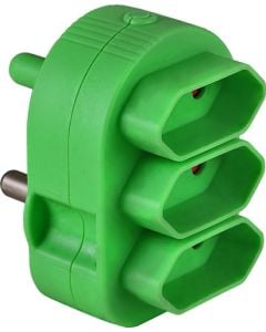 Electricmate Green 3-Way Multiplug Adaptor EA003GR