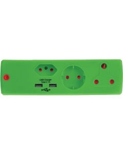 Electricmate Green 3-Way Multiplug Adaptor EA011GR