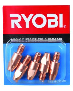 Ryobi Mig Contact Tip M8 x 0.80mm - 5 Pack RWA-MCT08M8