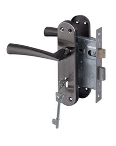 Yale Satin Black Keyhole Dritta Lever Handle On Backplate 3 Lever Lockset 22-A083-3L-5701