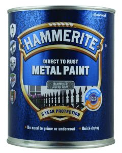 Hammerite Direct To Rust Metal Paint Hammered Silver Grey 1L 5147481