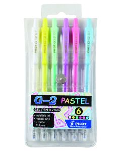 Pilot Pastel G2 Pen Wallet 0.7mm - 6 Pack BL-G2-7-W6-PAS