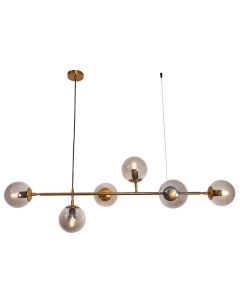 Bright Star Satin Gold Chandelier with Smoke Coloured Glass CH508/6