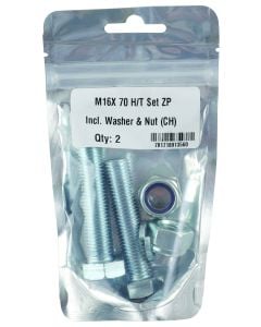 FA Zinc Plated HT Setscrew With Nuts & Washers M16 x 70mm - 2 Pack H/TSET1607