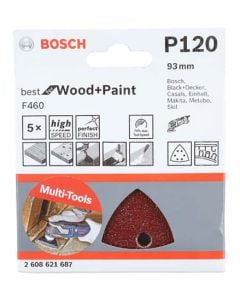 Bosch 120 Grit Delta Sanding Disc 93mm - 5 Pack 2608621687