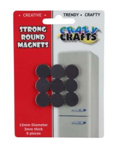 Crazy Crafts Round Magnets 3 x 15mm - 9 Pack CRM15