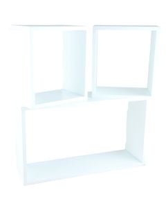 Castle Timbers White MDF Combination Cube Floating Shelf Set WHT/CU3X