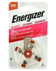 Energizer Brown AZ312 Hearing Aid Battery - 4 Pack E303814300