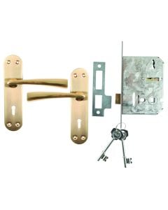 Yale Rose Gold Keyhole Dritta Lever Handle On Backplate 3 Lever Lockset 22-A083-3L-6701