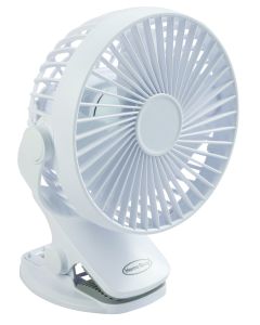 Home Quip Mini Clip-On Rechargeable White Fan MQ8805