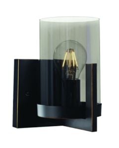 Bright Star Black and Gold with Smokey Glass Wall Light WB804/1 BK/GD