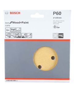 Bosch 150mm Sanding Disc 60 Grit - 5 Pack 2608605086